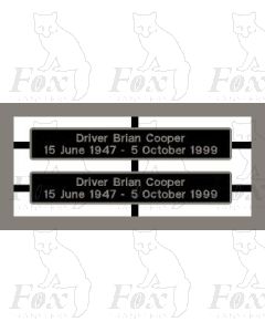 43033 Driver Brian Cooper 15 June 1947 - 5 October 1999