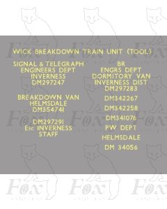 Departmental Brandings - Wick breakdown train (2 sheets)