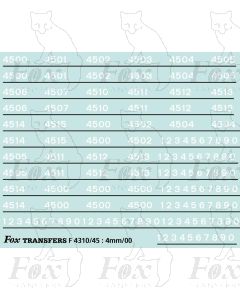 Class 45  TOPS numbersets in white (1.9mm high)