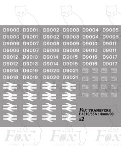 Class 55  Pre-TOPS D numbersets white