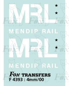 MRL Mendip Rail composite loco logo/number stars
