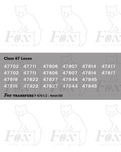 Virgin Class 47 TOPS Numbersets