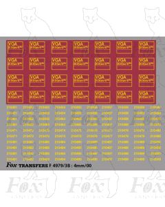 EWS VGA Van Data Panels/TOPS Numbersets