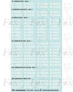 TOPS Numbersets for BR/LMR Mk1 Coaches