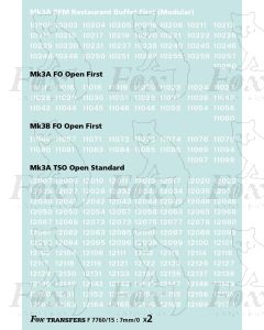 Virgin Mk3 Coaching Stock Numbersets