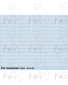 Rail Alphabet and Numerals (100mm prototype white) 1.31mm high