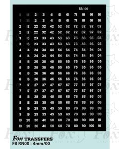 Numberplate Numbers - Pairs for four digit numbers 01-99