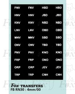 Numberplate letters - UNITED COUNTIES 