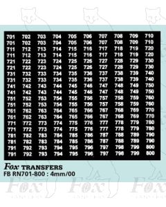 Numberplate Numbers - (701-800) - white on black