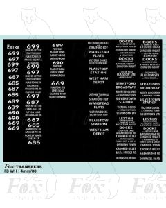 LONDON TRANSPORT TROLLEYBUS ROUTE BLIND SET Includes front side and rear selection by depots - 699,