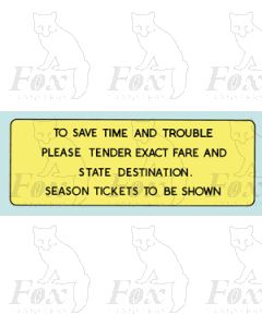 TENDER EXACT FARE