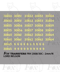 Cabside numbersets 30850-30865 for SR LORD NELSON Class