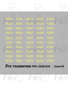 Cabside Numbersets for BR Standards (92200-92224)