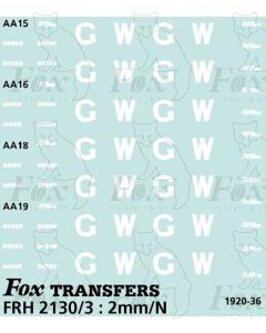 GWR Brake Van Livery Elements diagrams AA15/16/18.90/19 (1920-36)