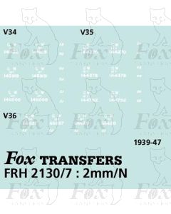 GWR Van Livery Elements diagrams V34/35/36 (1939-47)