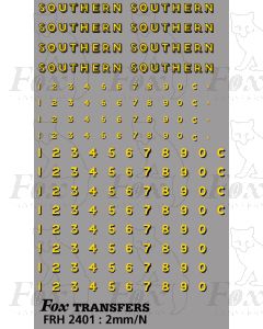 SR Bulleid Sunshine Lettering/Numbering 1941-1948