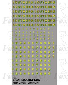 SR Bulleid Sunshine Lettering/Numbering 1941-1948