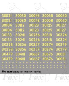 Cabside numbersets 30021-30667 for M7 Class