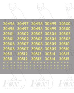 Cabside numbersets 30496-30515 for SR S15 Class