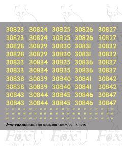 Cabside numbersets 30823-30847 for SR S15 Class