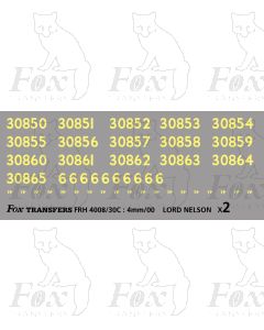 Cabside numbersets 30850-30865 for SR LORD NELSON Class