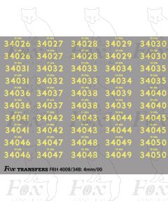 Cabside numbersets for Bulleid Light Pacifics WC/BB