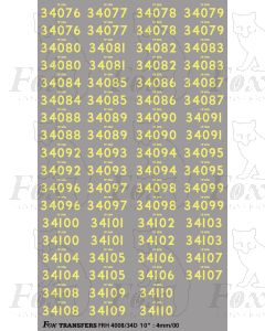 Cabside numbersets for Bulleid Light Pacifics WC/BB