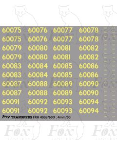 Cabside Numbersets 60075-60094