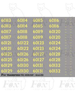 Cabside Numbersets 60113-60132