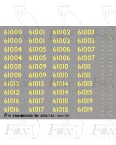 Cabside Numbersets 61000-61019