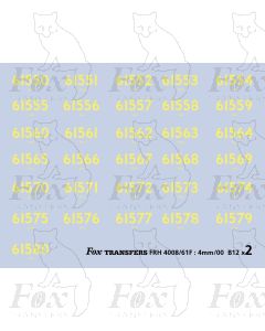 Cabside numbersets 61550-61580 for B12 Class