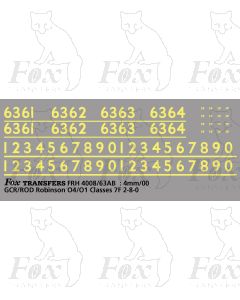 Cabside numbering for GCR/ROD Robinson O4/O1Classes 7F 2-8-0 locos