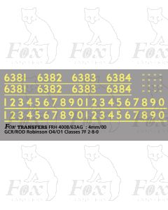 Cabside numbering for GCR/ROD Robinson O4/O1Classes 7F 2-8-0 locos