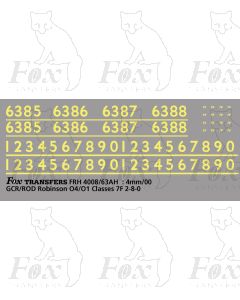 Cabside numbering for GCR/ROD Robinson O4/O1Classes 7F 2-8-0 locos