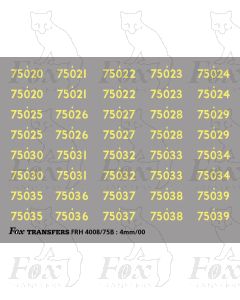 Cabside Numbersets for BR Standards