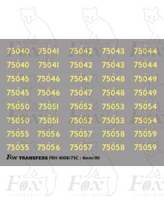 Cabside Numbersets for BR Standards