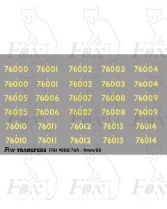 Cabside Numbersets for BR Standards