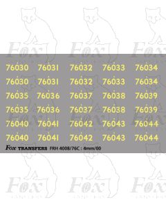 Cabside Numbersets for BR Standards