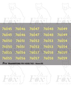 Cabside Numbersets for BR Standards