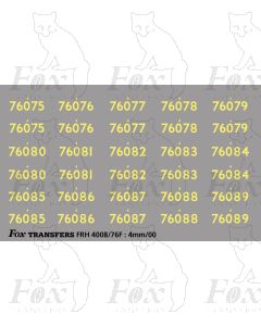 Cabside Numbersets for BR Standards