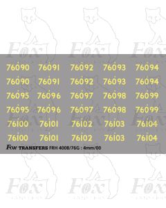 Cabside Numbersets for BR Standards