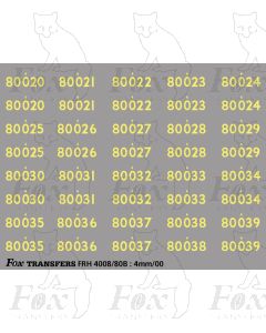 Cabside Numbersets for BR Standards