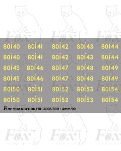 Cabside Numbersets for BR Standards