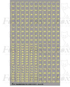 Prototype 9 inch Steam Cabside Numbering OFF WHITE