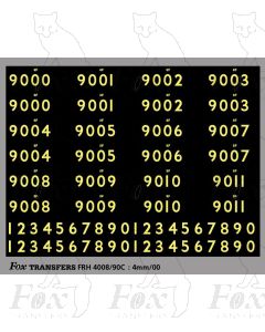 Cabside Numbersets for BR Standards