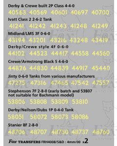 Cabside numbersets for 1950s-60s S&D locos