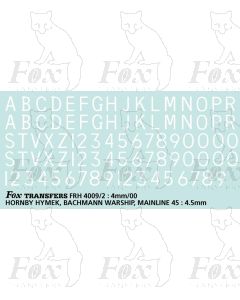 Loco/DMU Train Reporting Alpha-Numerics 4.5mm (As FRH4009)