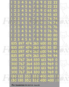 Coaching stock rake set numbering and numbersets - off white