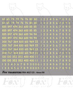 Coaching stock rake set numbering and numbersets - off white