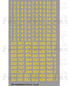 Mk1 Coaching stock rake set numbering and numbersets - yellow